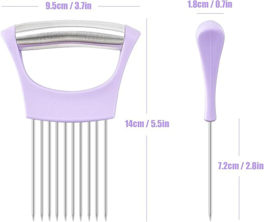Stainless Steel Onion Holder for Slicing,Onion Slicer Holder, Onion Cutter for Slicing of Onions, Tomatoes,Avocados,Eggs and Other Vegetables,Kitchen Utensils Gift (Purple)