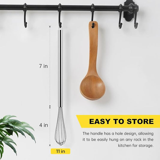 NileHome Mini Whisks Stainless Steel Whisk 11" Kitchen Small Wisk Balloon Wire Tiny Whisks for Cooking, Whisking, Blending, Beating, Stirring