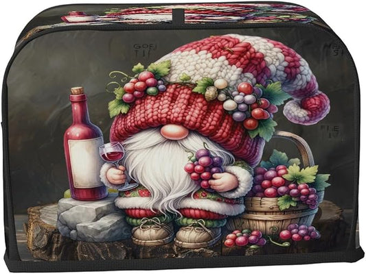 Toaster Cover 4 Slice Wide Slot Cute Gnome WineBread Toaster Oven Dustproof Cover Small Appliance Kitchen Covers Dust and Fingerprint Protection for Women Gift 4 Slice