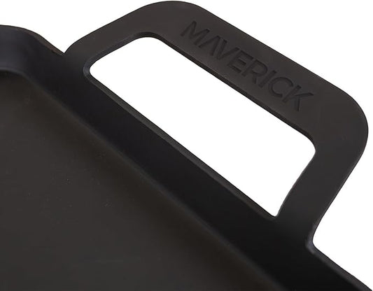 Maverick 22-Inch Preseasoned Carbon Steel Griddle, 4mm Heavy-Duty Flat Top Grill Pan with Raised Edges & Integrated Handles