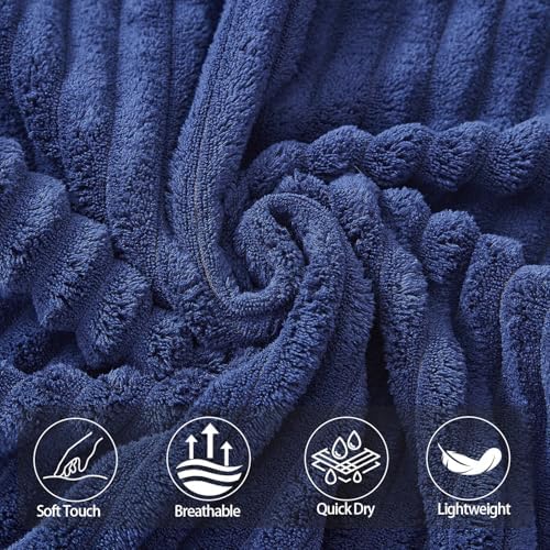 3 Pack Bath Towel Set, 40"x80" Oversized Bath Sheet,Navy Blue