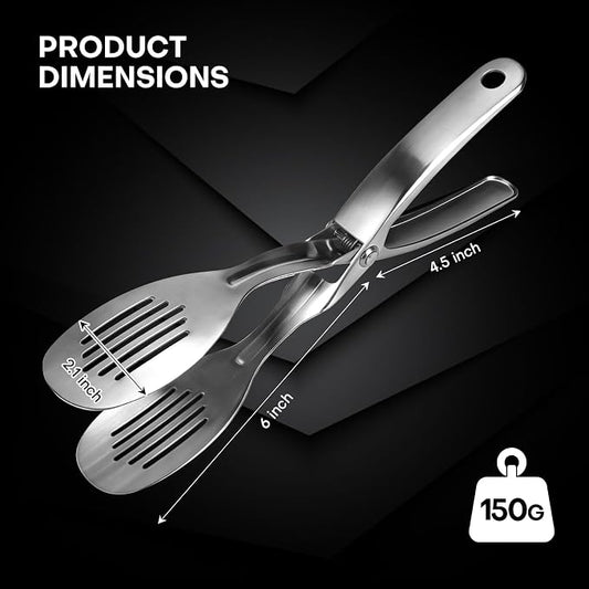 10.8 Inch 304 Stainless Steel Cooking Tongs, Metal Kitchen Tongs with Oil Drain Holes & Spring Rebound, Anti-Slip Handle for Grilling BBQ Salad Serving