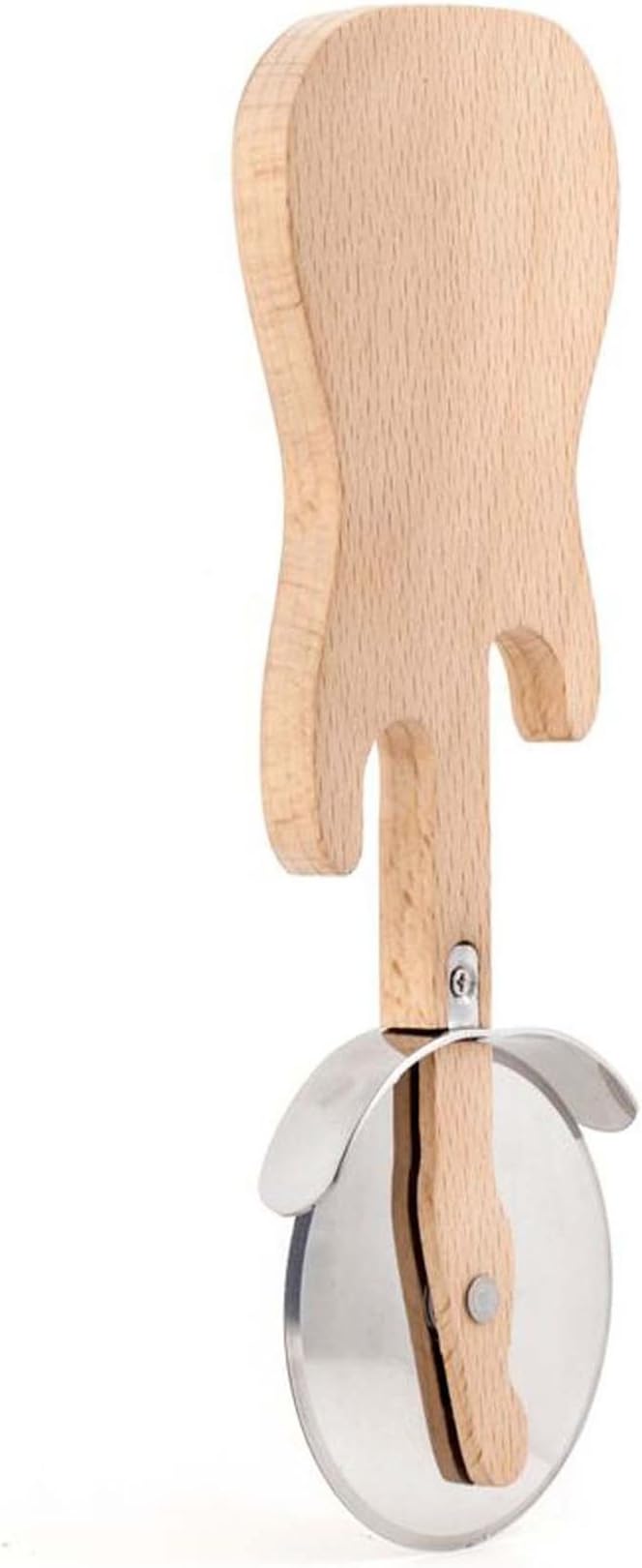 Kikkerland Novelty Guitar Wooden Pizza Cutter for Kitchen – Beechwood, Heat Resistant, Use with Non-Stick Cookware – Unique Gift for Music Lovers and Cooking Enthusiasts