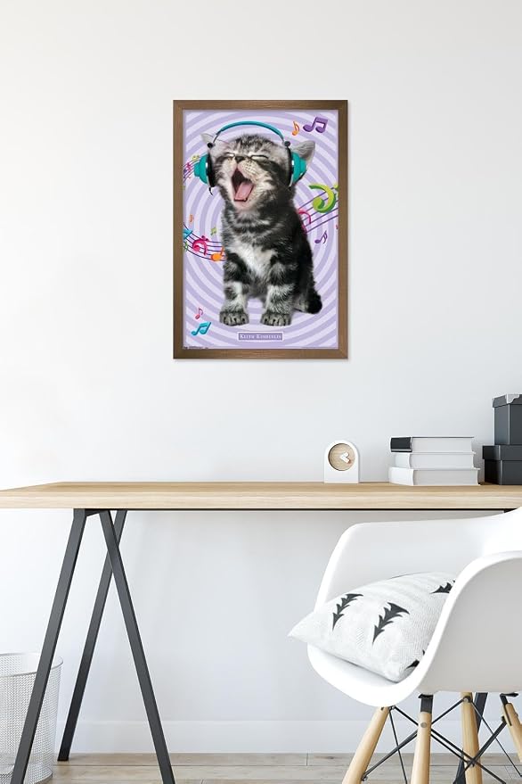 Trends International Keith Kimberlin - Kitten - Singing Wall Poster, 14.725" x 22.375", Bronze Framed Version