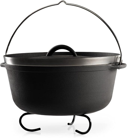 GSI Outdoors Guidecast 7qt Dutch Oven | Cast Iron Dutch Oven for Camping, Cabin and Home Kitchen