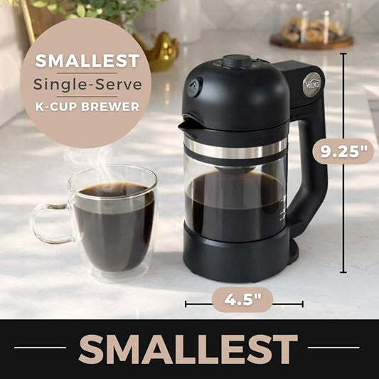 VINCI Micro Café Smallest Single-Serve Glass Coffee Brewer | Compatible with K-Cups, Pods & Ground Coffee | Enclosed & Circle Flow Brewing for Hotter, Richer Flavor | Brews 4oz to 20oz (Oasis)