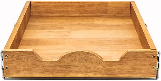 DINDON Pull Out Cabinet Organizer (17" W x 18" D) 1 Tier,Single Tier Oak Wood Under Cabinet Slide Out Shelf Drawer Box…
