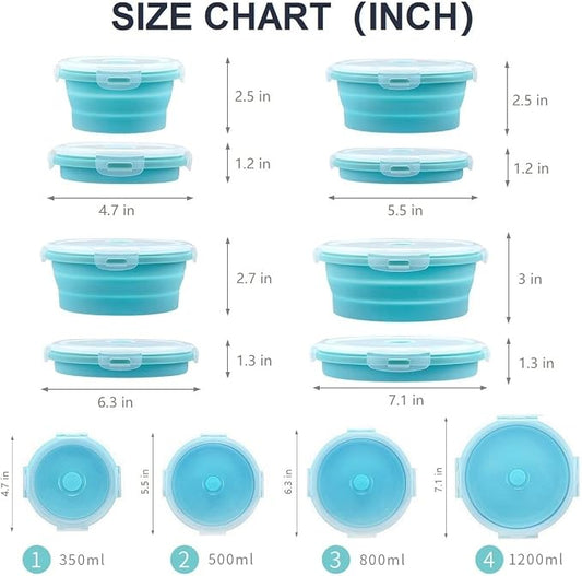 Collapsible Food Storage Containers, Collapsible Bowls with Lids for Camping Kitchen Stuff, RV Accessories for Inside Storage and Organization Camper Must Haves, Space Saving Silicone Bowls