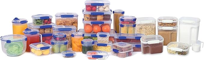 Sistema KLIP IT Rectangular Collection Split Food Storage Container, Small, 11.8 oz./0.3 L, Clear/Blue
