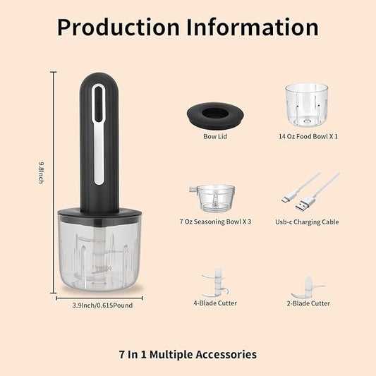 4-Cup Electric Food Chopper For Meat,Onions,vegetables,Garlic,Complementary Food, Meat Chopper Blender,Wireless Electric Food Processor