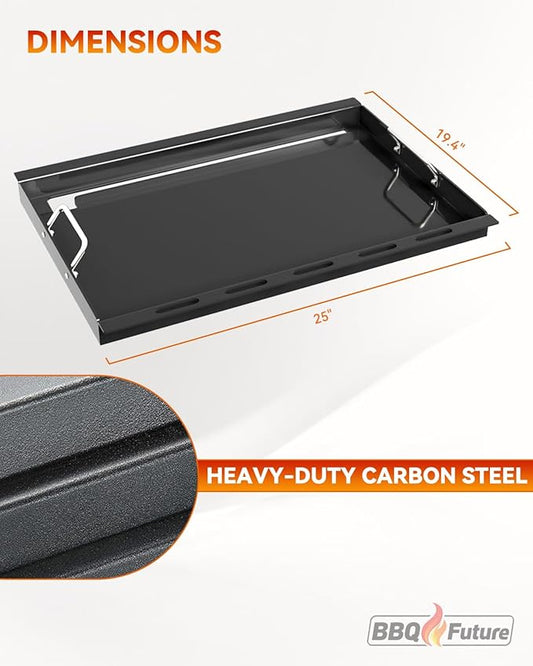 Full Size Griddle Insert for Weber Genesis 300 Series Gas Grills, 7524 Flat Top Grill Griddle Insert with Handles for Weber Genesis E310 E320 S330 EP310 EP320 EP330 CEP-310 Series, Carbon Steel