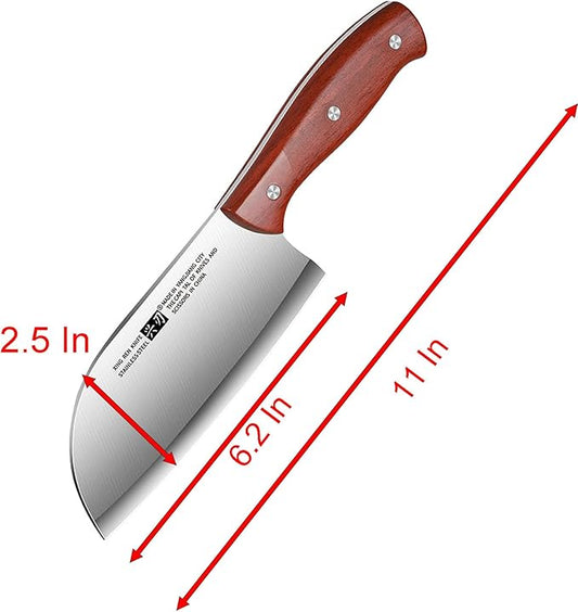 Small Professional Cleaver Chef Knife, High Strength Stainless Steel 6.2 Inch Sharp Kitchen Blade with Wooden Handle (1)
