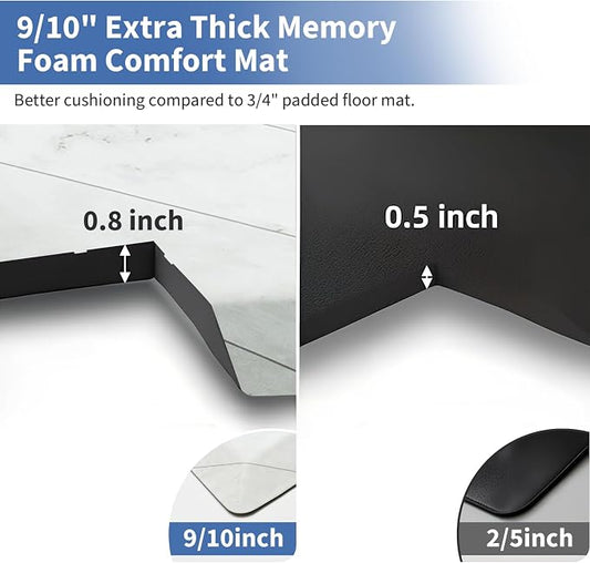 UKISS 9/10 Marble-Pattern Extra Thick Cushioned Kitchen Mat, Non-Slip Waterproof Comfort Memory Foam Standing Desk Mat, Ergonomic Anti Fatigue Floor Mat for Kitchen, Office (Teal, 20" X 32")