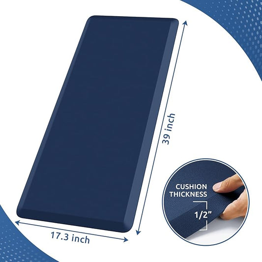 KitchenClouds Kitchen Mat Cushioned Anti Fatigue Kitchen Rug 17.3"x39" Water Resistant Non Slip Kitchen Rugs and Mats Standing Desk Mat Comfort Floor Mats for Kitchen House Sink Office (Blue)