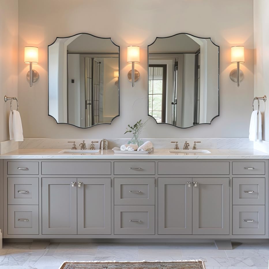 ANDY STAR Brushed Nickel Mirror, 22x30 Inch Silver Bathroom Vanity Mirror