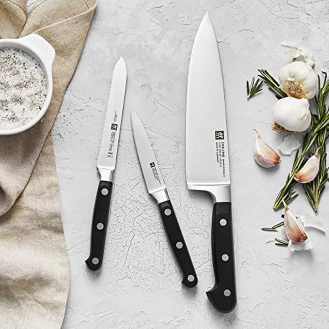 ZWILLING Professional S 3-Piece Razor-Sharp German Starter Knife Set, Made in Company-Owned German Factory with Special Formula Steel perfected for almost 300 Years, Dishwasher Safe
