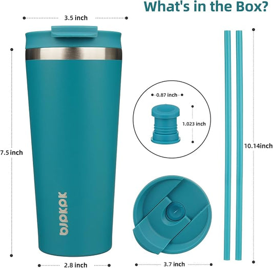 BJPKPK 22oz Tumbler With lid And Straw Stainless Steel Travel Coffee Mug Insulated Tumblers Cups,Laguna