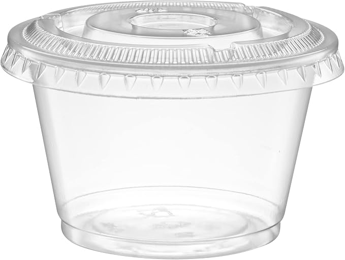{4 oz,200 Sets} Clear Diposable Plastic Portion Cups With Lids, Small Mini Containers For Portion Controll, Jello Shots, Meal Prep, Sauce Cups, Slime, Crafts, Disposable Souffle Cups & Much more