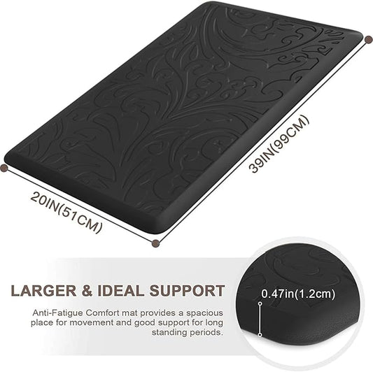 KMAT Kitchen Mat Cushioned Anti-Fatigue Floor Mat Waterproof Non-Slip Standing Mat Ergonomic Comfort Floor Mat Rug for Home,Office,Sink,Laundry,Desk 39"(L) x 20"(W),Black