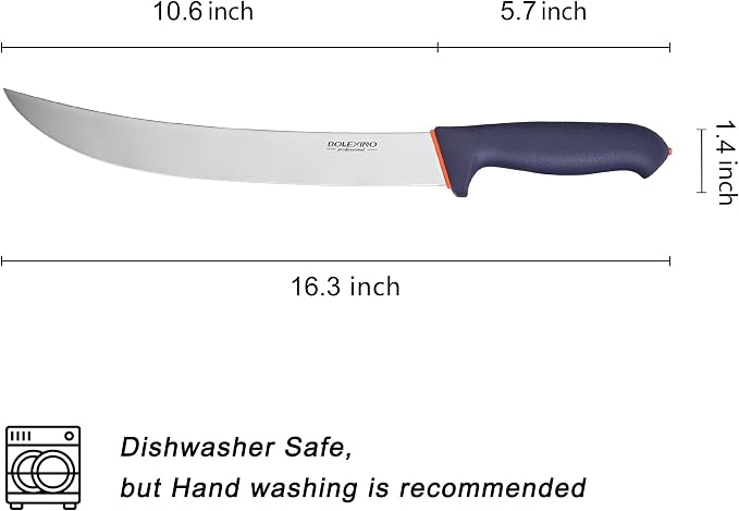 10.5 inch Curved Cimeter Knife W/Non-slip Softgrip,Professional Butcher Knife For Meat Cutting, X50CrMoV15 Stainless Steel, Ideal for Hunting, Kitchen & Home Use