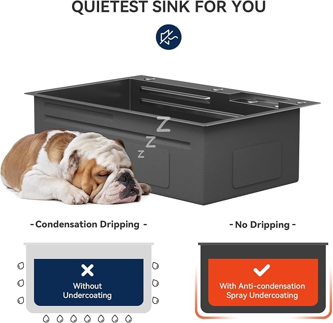 Lordear 33 Inch Black Drop In Kitchen Sink Waterfall T304 16 Gauge Stainless Steel Single Bowl Workstation Ledged Functional Large Kitchen Sinks 33x22x10 Inch