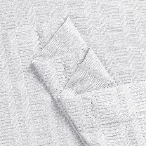 Aiyufeng Moga Stall Fabric Shower Curtain Waterproof, Soft & Lightweight Small Shower Curtain with Texture for Narrow Stall Size, Machine Washable, 36" Wx72 L, White