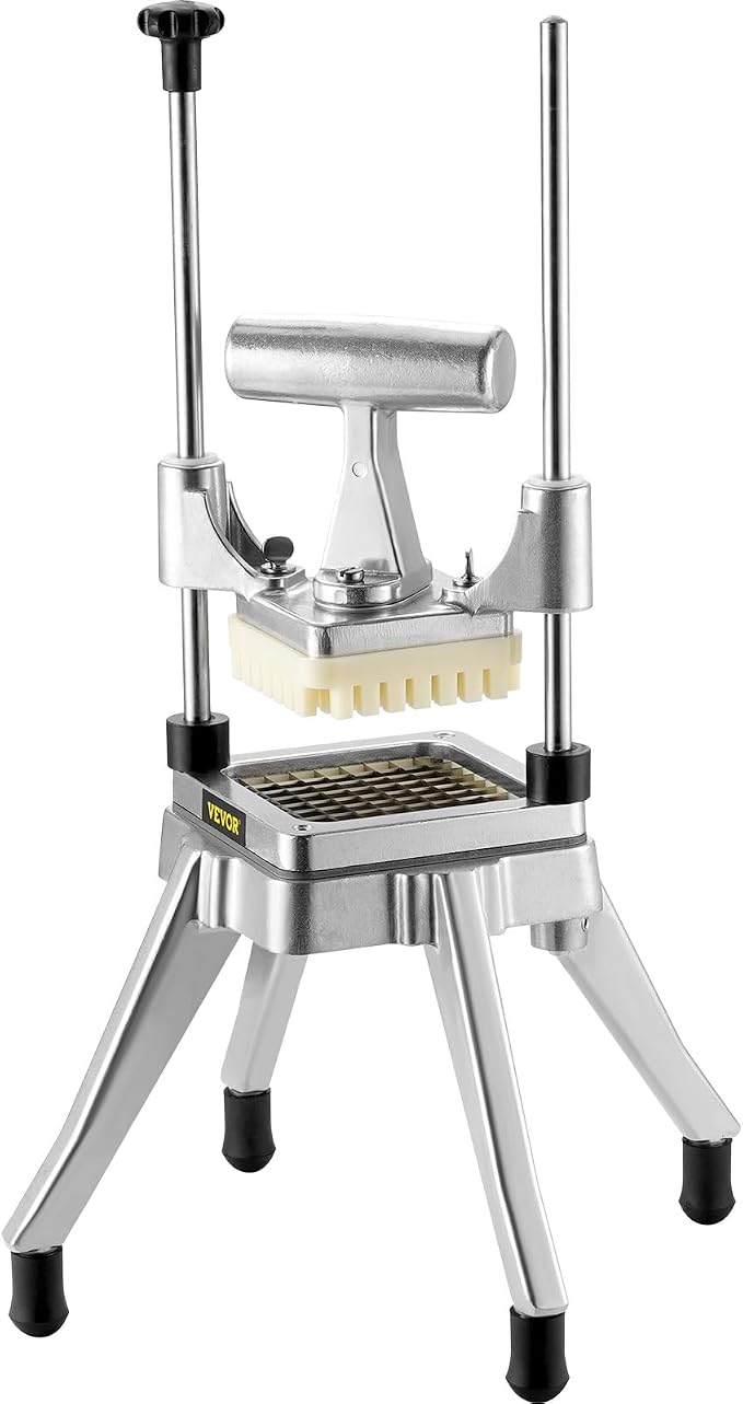 Vevor Commercial Vegetable Fruit Chopper 3/8″ Blade Heavy Duty Professional Food Dicer Kattex French Fry Cutter Onion Slicer Stainless Steel for Tomato Peppers Potato Mushroom, Sliver : Home & Kitchen