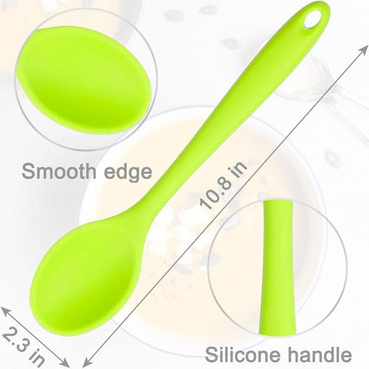 Beieverluck 12 Pack Large Silicone Cooking Spoons 10.8'' Heat Resistant Kitchen Spoons for Cooking Silicone Serving Stirring Mixing Spoons, 6 Colors