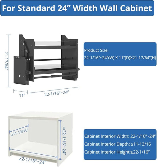 Upper Kitchen Cabinet Storage Pull Down Shelf Spice Rack Organizer (24inch Cabinet)