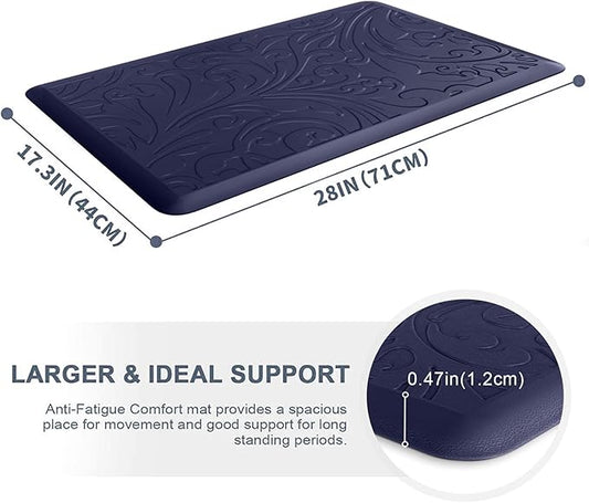 KMAT Kitchen Mat Cushioned Anti-Fatigue Waterproof Non-Slip Standing Mat Ergonomic Comfort Rug for Home,Office,Sink,Laundry,Desk 17.3" (W) x 28"(L),Blue