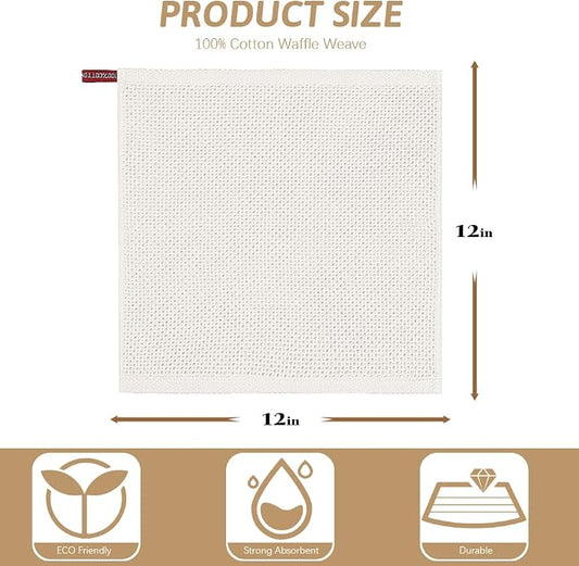 Nialnant 6 Pack Dish Rags, 100% Cotton Kitchen Dish Cloths for Washing Dishes, Soft and Absorbent Cleaning Rags - 12x12 Inch