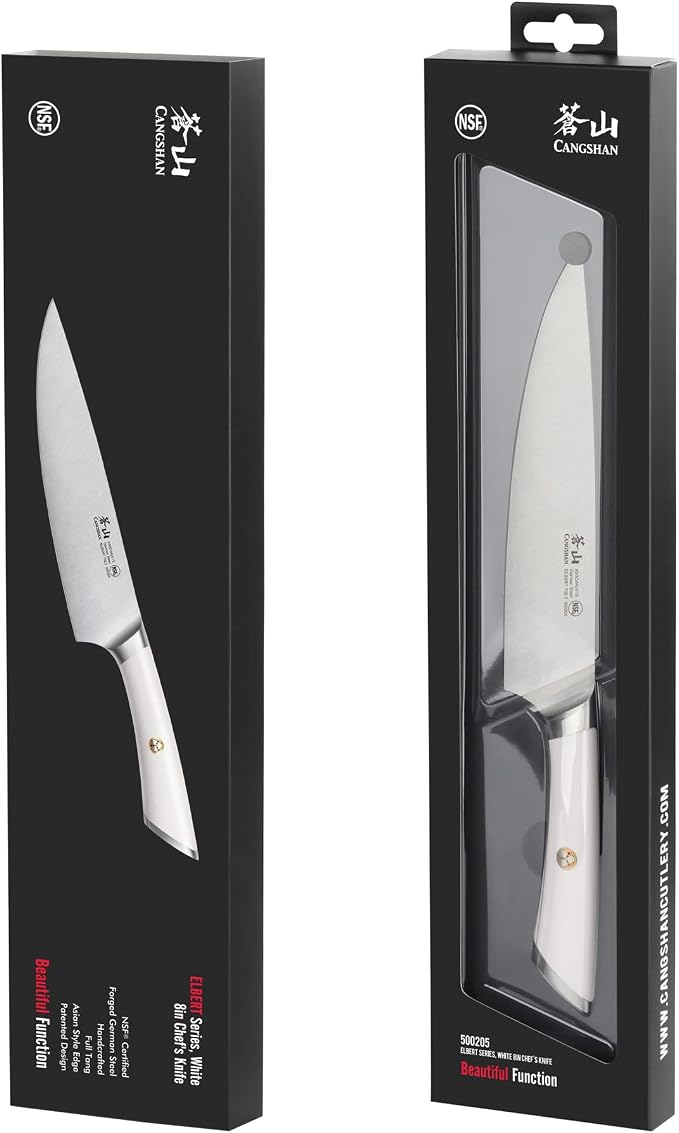 Cangshan ELBERT Series German Steel Forged Chef's Knives (White, 8-Inch)