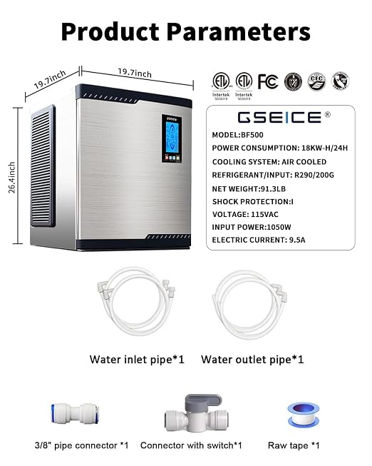 Commercial Ice Maker Machine Head Only, 800lbs/24H ETL Commercial Ice Maker with Self-Cleaning, DOE&CEC Energy-efficient,48 Hours Timer, Stainless Steel Ice Maker for Restaurant Bar Cafe Hotel