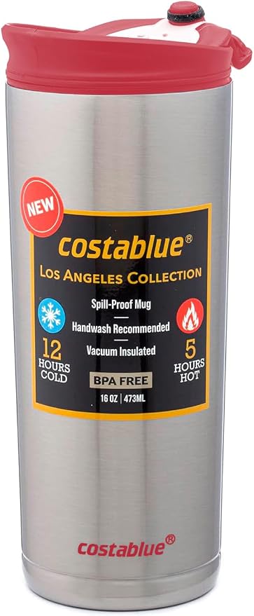 Travel Coffee Mug - 16 Oz. Stainless Steel Insulated Coffee Mug, Leak Proof Tumbler w/Dishwasher Safe Lid, Double Wall Travel Coffee Cup, Reusable Insulated Tumbler for Hot & Cold Beverages