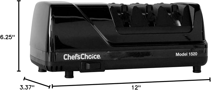 Chef’s Choice Professional Electric Knife Sharpeners AngleSelect for 15- and 20-Degree Straight-Edge and Serrated Knives with Diamond Abrasives & Precision Angle Control, 2-Stage, Black