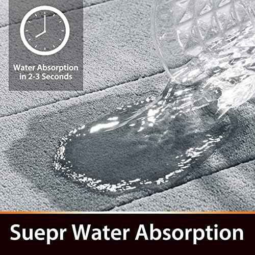 Yimobra Memory Foam Bath Mat, Super Soft Absorbent Bathroom Rug Non Slip, Quick Dry, Machine Washable Floor Carpet for Tub Shower, Home Decor Accessories, 24x17, Silver