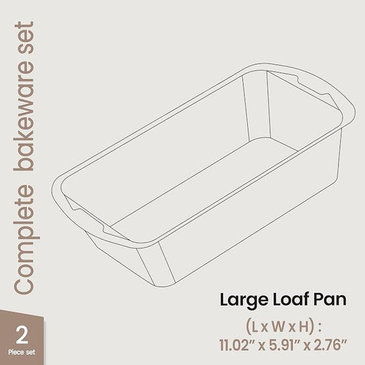 Loaf Pan Set 2-Piece - Deluxe Nonstick Carbon Steel Bakeware for Perfect Bread and Cakes โ Dishwasher Safe, Premium Pans for Home Baking