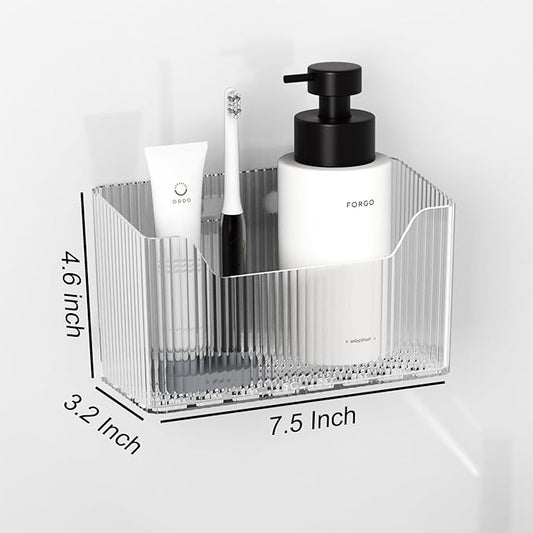 2 Pack Cabinet Door Organizer, Inside Cabinet Door Storage, Shower Caddy Stackable Clear Plastic Makeup Organizer Adhesive Hanging Bin for Kitchen Cabinets, Bathroom, Pantry, Office