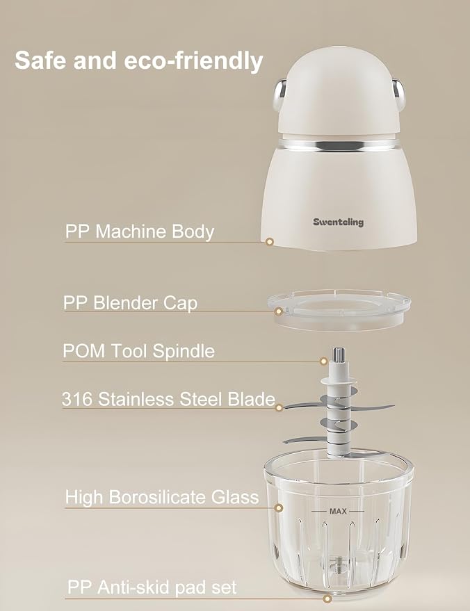 Baby Food Maker, Creamy White Mini Baby Food Blender, 10oz Food Puree Maker, Small Baby Food Processor for Fruit Vegetable Meat, 8-Second Quick Soft Food Prep,BPA-Free