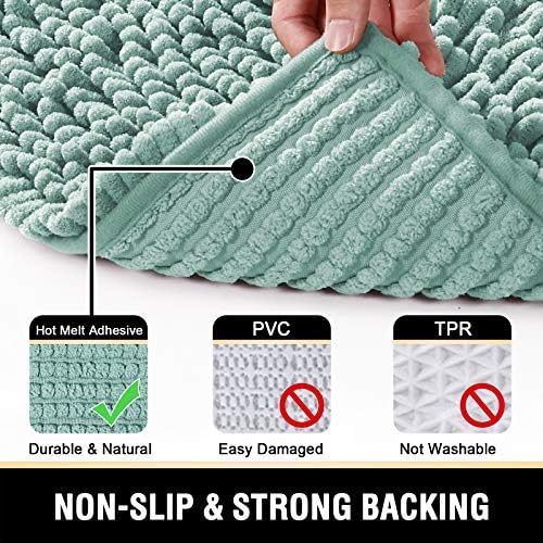H.VERSAILTEX Bathroom Rugs Bath Mat Bath Rugs Bath Mats for Bathroom Non Slip Extra Soft Chenille Bath Rug Fulffy Shag, Indoor Rug Runner Carpet for Entry Living Room (Aqua Foam, Large 59" x 20")