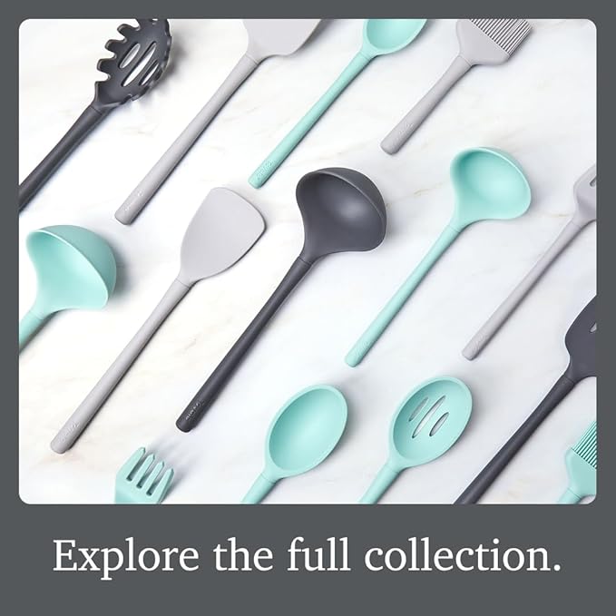 Tovolo Flex Core Small Silicone Ladle Oyster Gray Heat Safe Silicone Soup Ladle BPA Free, Dishwasher Safe Small Kitchen Ladle with Precision Pour Lip for Serving Sauces Soups Gravies