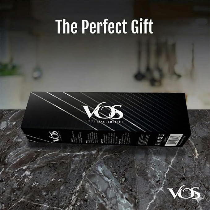 Vos Ceramic Knife Set in Elegant Gift Box, Ceramic Knives Set For Kitchen, Ultra Sharp Kitchen Knife Set with Covers, 4" 5" 6" Paring, Santoku & Chef Knife, Lightweight, Dishwasher safe (Multi-Color)