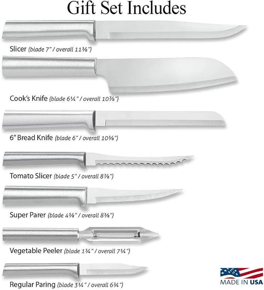 Rada Cutlery The Starter Gift Set (S38), 7-piece Knife Set, Stainless Steel Blades, Silver Handle