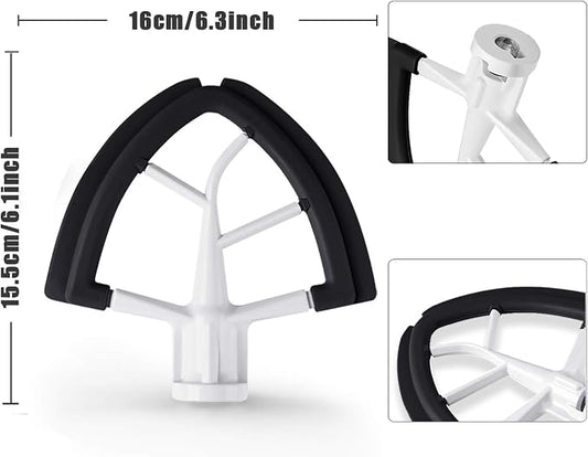 Flex Edge Beater for KitchenAid,Mixer Attachement Compatible With KitchenAid,Mixer Accessory,Fits Tilt-Head Stand Bowls For 4.5-5 Quart Bowls,Beater With Silicone Edges,Black