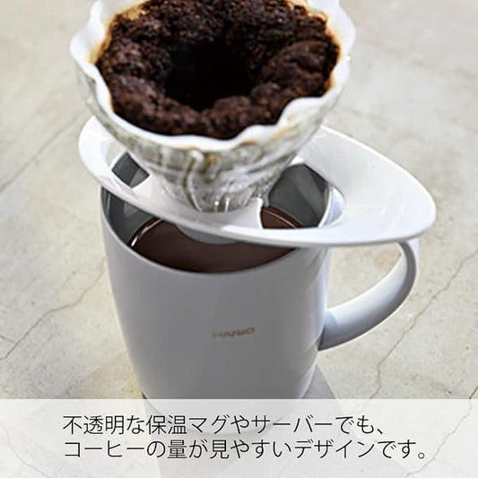 HARIO VDGR-02-W V60 Heat-resistant Glass Transmission Dripper 02 for 1 to 4 Cups, White, Made in Japan