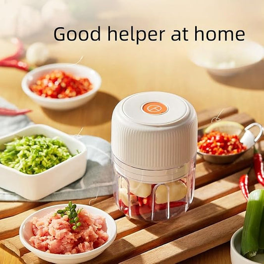 Electric Garlic Chopper, 250ML Food Chopper USB, Mini Vegetable Chopper, Garlic Mincer, Onion Chopper, Portable Small Food Processor (white), EDR00101