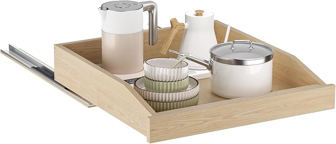 Pull Out Cabinet Organizer 19.5" W x 21" D, Soft Close Slide Out Wood Drawer Shelf for Kitchen Cabinets, Pull Out Cabinet Drawer for Base Cabinet, Pantry and Bathroom Storage, Bottom Mount