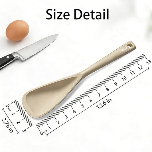Cooking Spoon for Nonstick Cookwares, Multifunction Silicone Spatula Spoons BPA Free, Great for Mixing, Scooping, Scraping and Serving, Dishwasher Safe (1 Khaki 1 Teal, 12.6 inch)