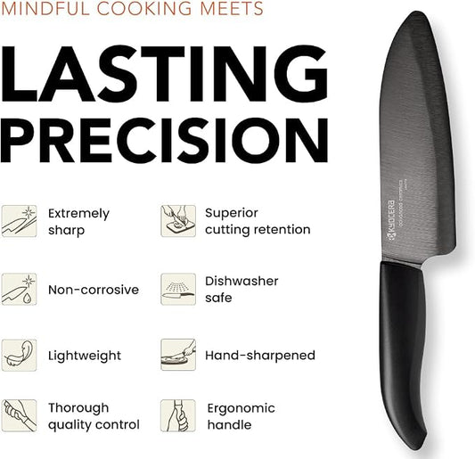 Kyocera Revolution 3pc ceramic knife set, 6", 5" and 3", Black