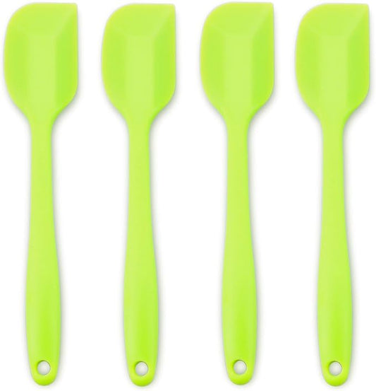 4‑Piece Silicone Spatulas Set Heat Resistant 600°F Seamless Steel‑Core Rubber Spatulas for Nonstick Cookware ALLWIN HOUSEWARE Uniform Length Kitchen Spatulas for Cooking & Baking, Green